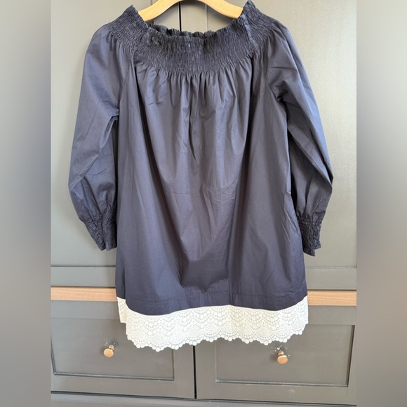 Zara off-shoulder navy dress lace hem detail • M • - Picture 7 of 7